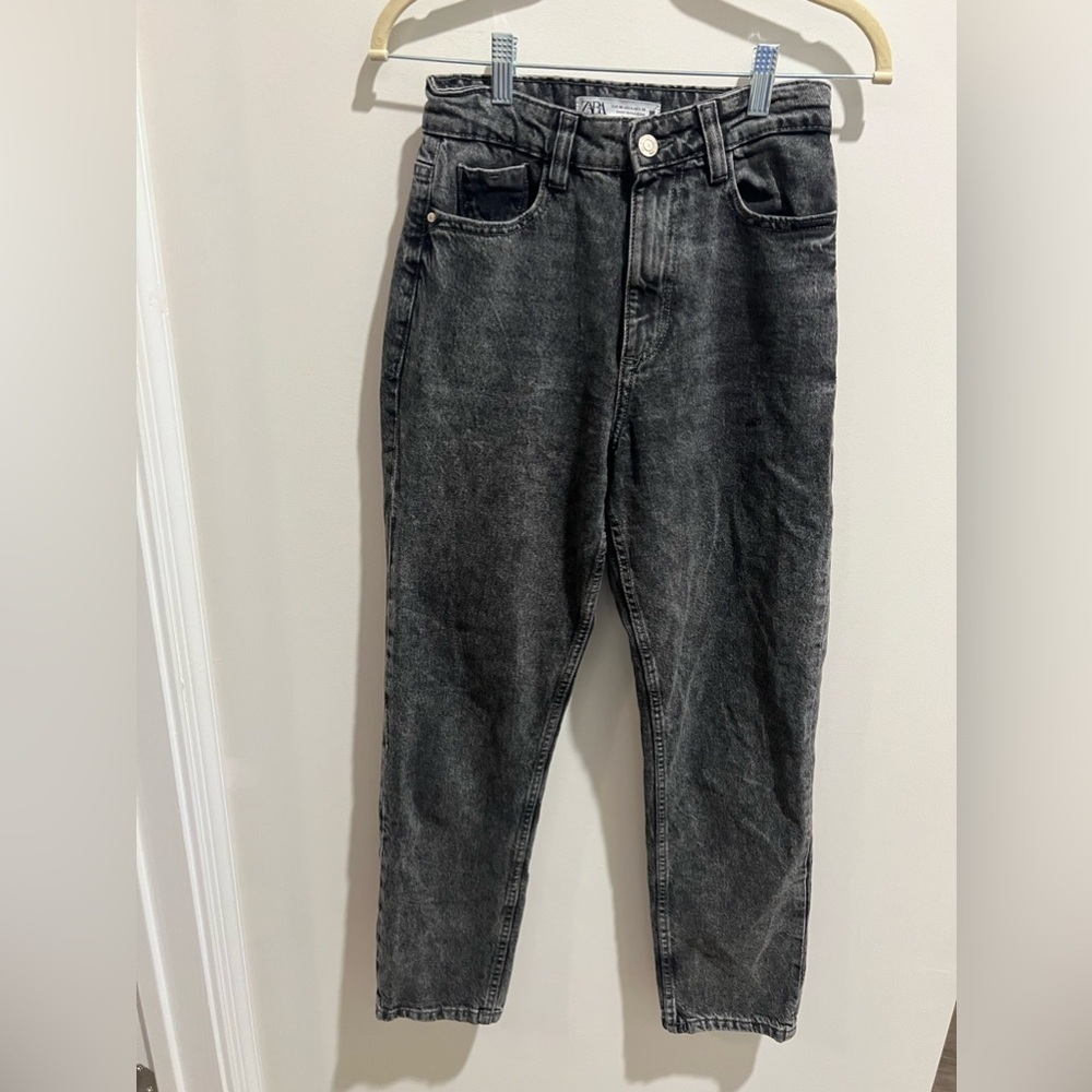 ZARA Women's Black Washed High Rise Denim Jeans